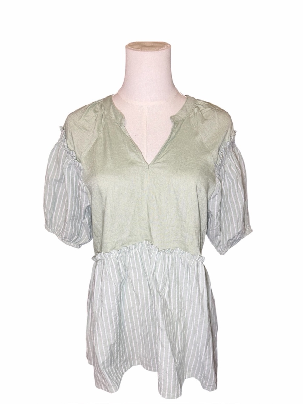 Umgee Sage Green Babydoll Blouse - Picture 5 of 8